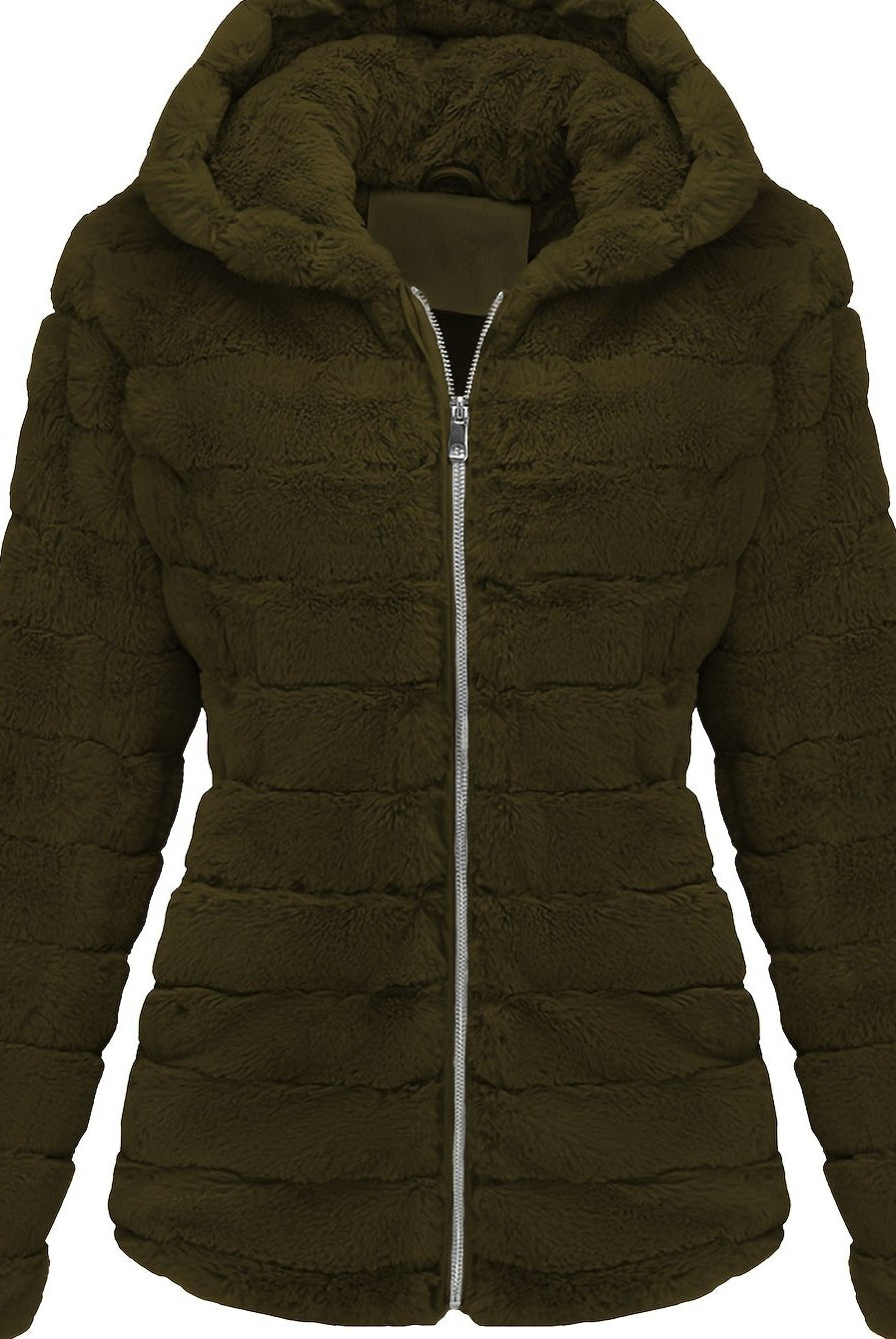 Black women's plush teddy jacket with zip closure from Lumina Wear, featuring a cozy, soft outer layer and stylish design.