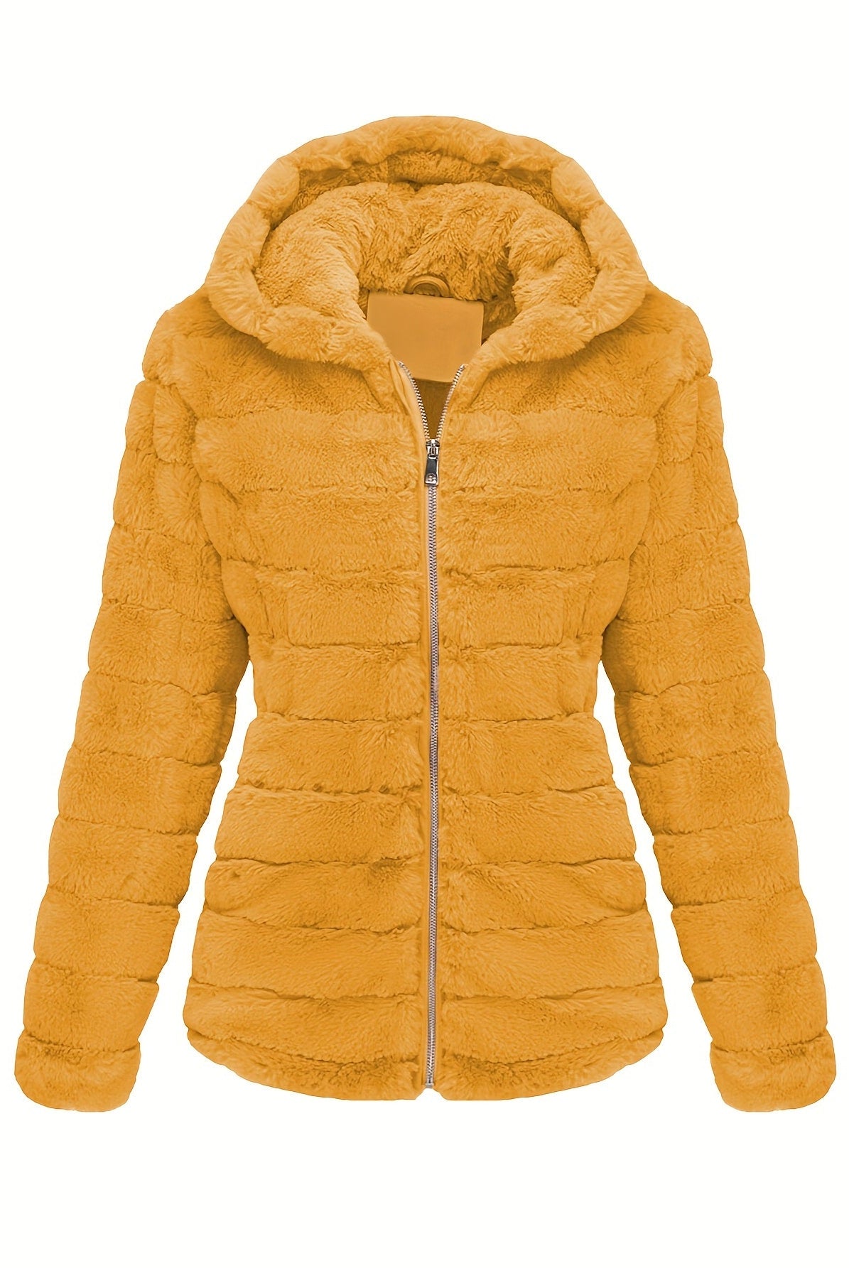 Black women's plush teddy jacket with zip closure by Lumina Wear, featuring a cozy, soft outer layer and fitted design.