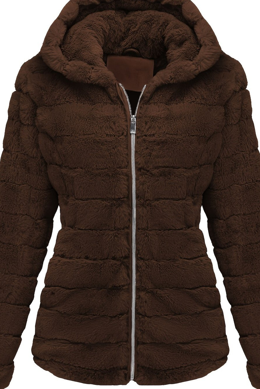 Black women's plush teddy jacket with zip closure from Lumina Wear, featuring a cozy and stylish outerwear design.