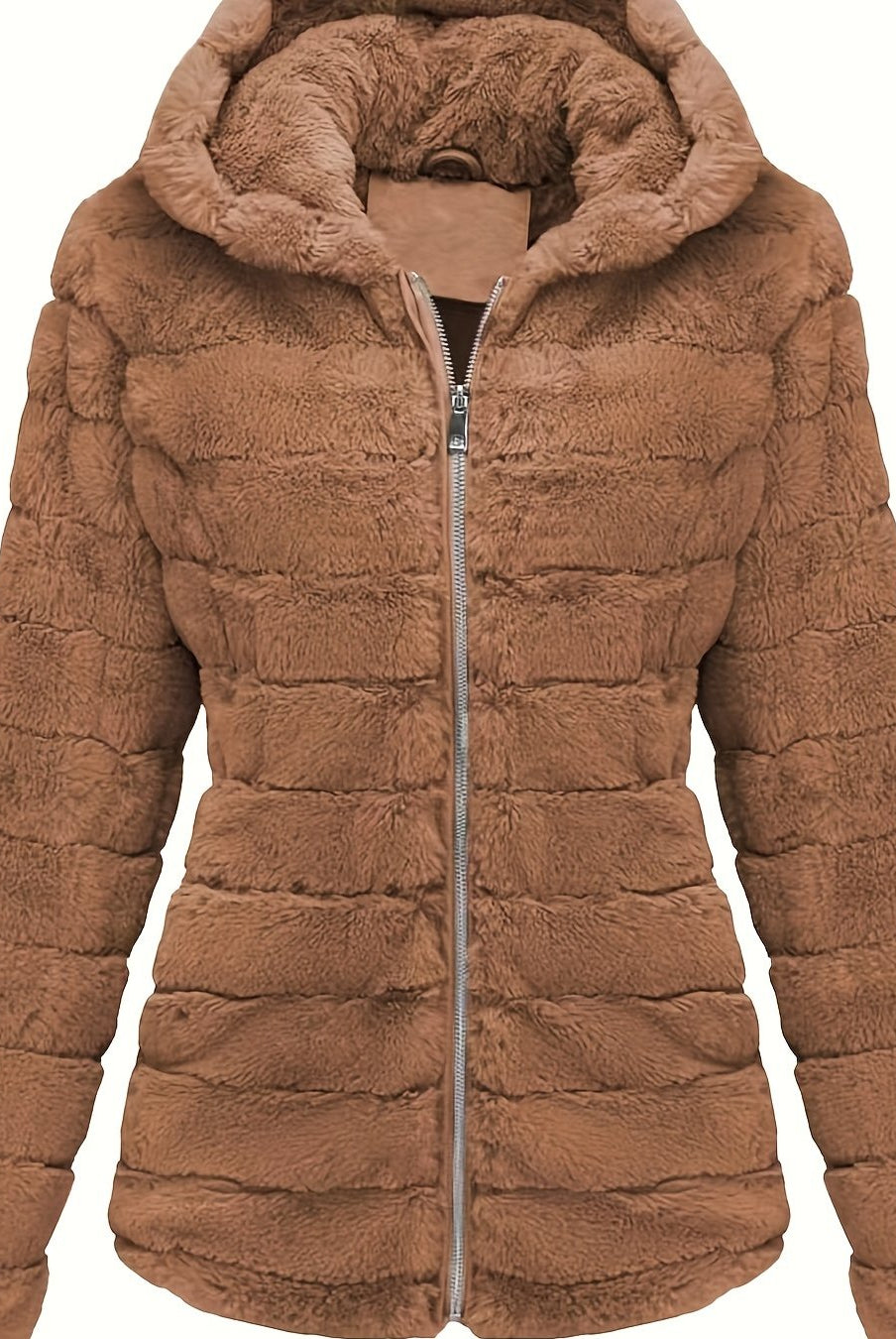 Black women's plush teddy jacket with zip closure from Lumina Wear, featuring a cozy and stylish outerwear design.