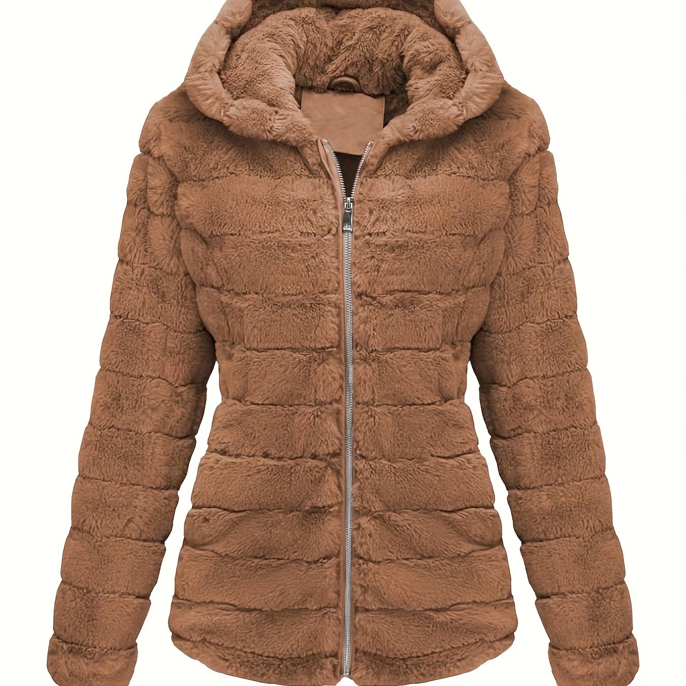 Black women's plush teddy jacket with zip closure from Lumina Wear, featuring a cozy and stylish outerwear design.
