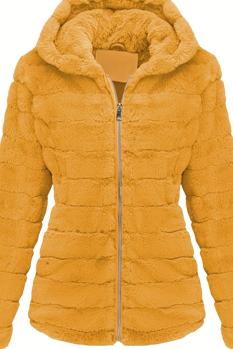 Black women's plush teddy jacket by Lumina Wear with zip closure, cozy and stylish outerwear for cold weather.