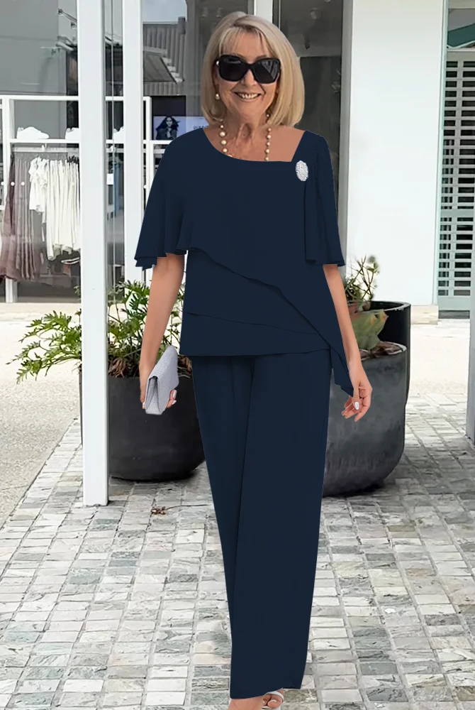 Light blue women's floral print two-piece set by Lumina Wear featuring elegant, flattering silhouettes for a sophisticated look.