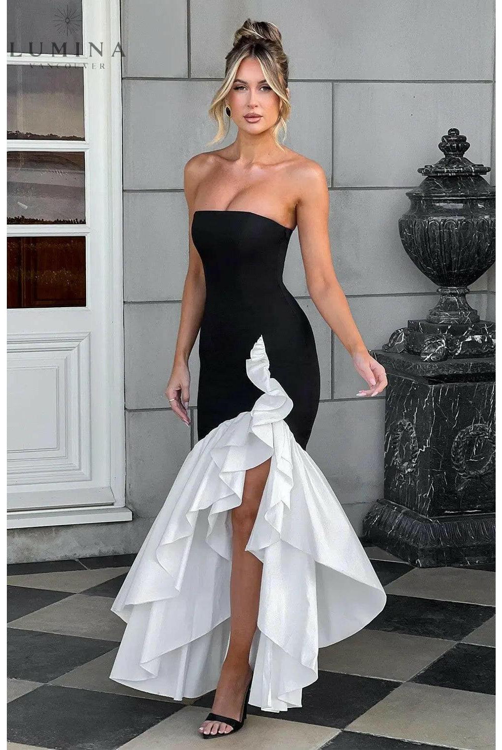 Riviera | Sleeveless Slit Ruffle Maxi Dress - Lumina Vancouver