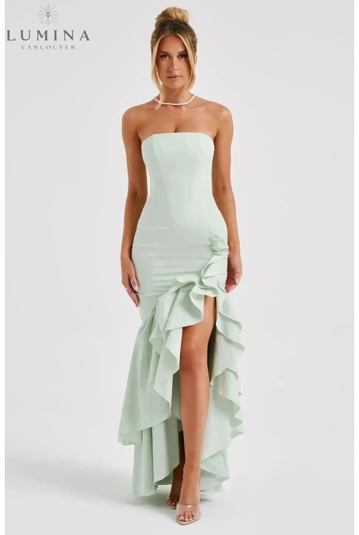 Riviera | Sleeveless Slit Ruffle Maxi Dress - Lumina Vancouver