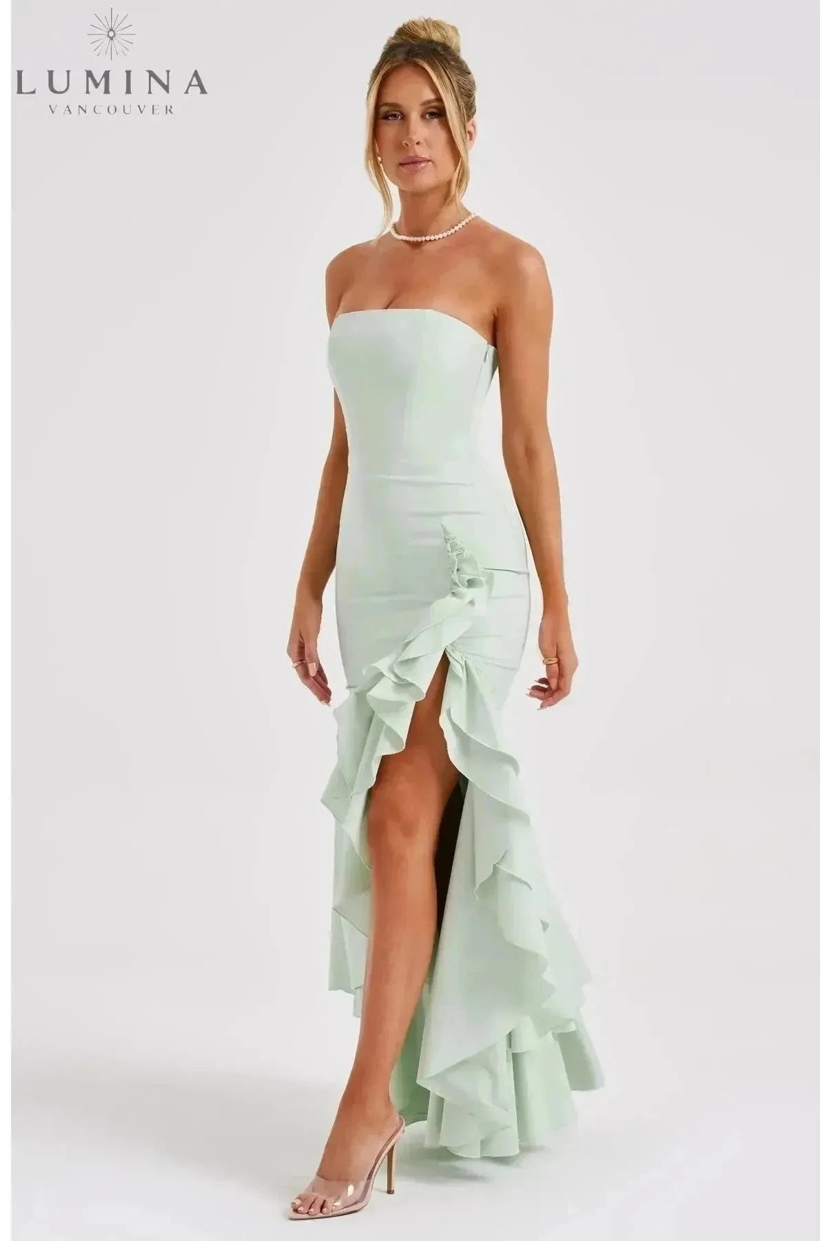 Riviera | Sleeveless Slit Ruffle Maxi Dress - Lumina Vancouver
