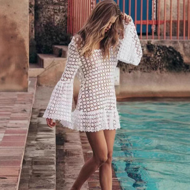 Seraphina Lumina Vancouver white beach cover-up dress, lightweight mini dress with flowy fabric perfect for summer.