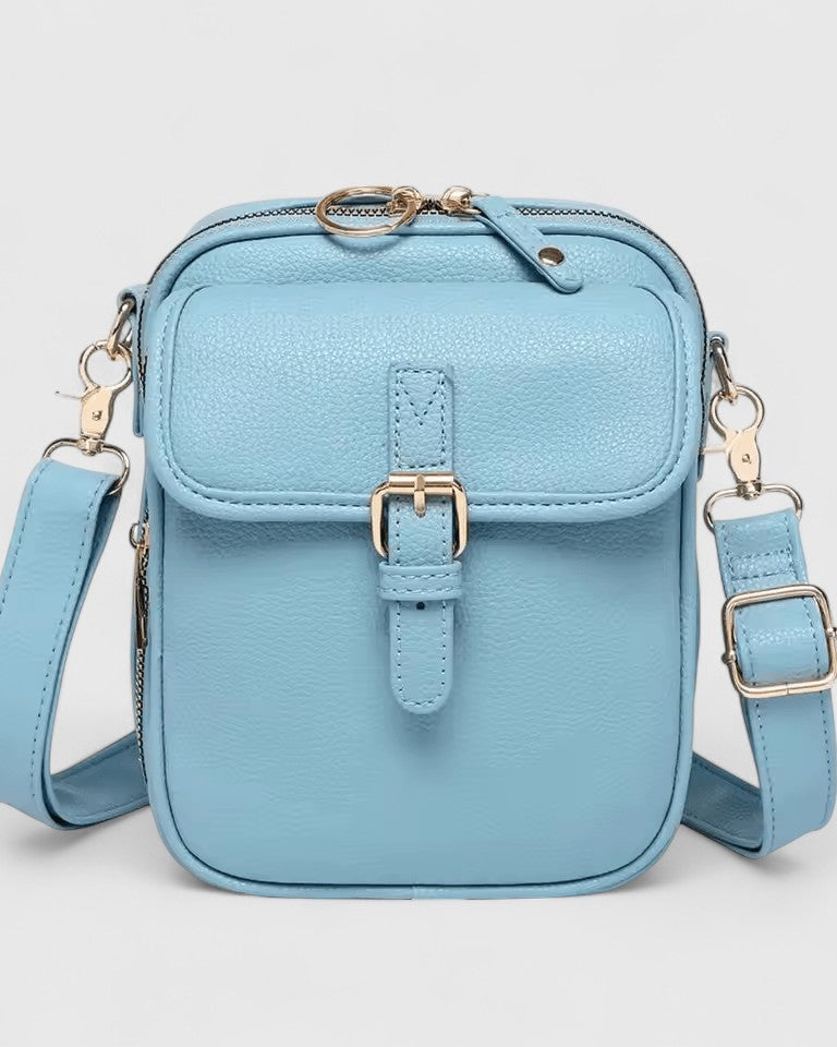 Lumina Wear Seraphina elegant brown compact crossbody handbag with adjustable strap, stylish and versatile for everyday use.
