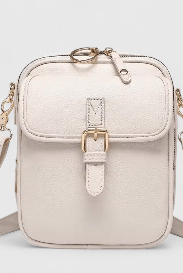 Lumina Wear Seraphina brown compact crossbody bag with adjustable strap, elegant handbag for daily use.