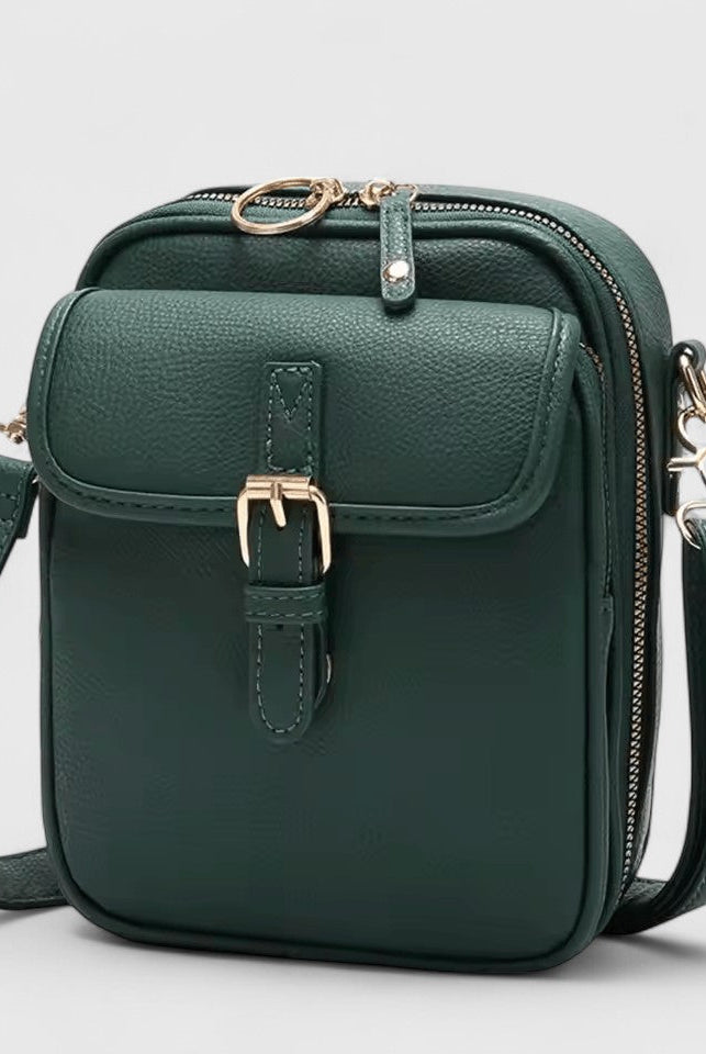 Lumina Wear Seraphina elegant brown compact crossbody handbag with adjustable strap, stylish and versatile for everyday use.