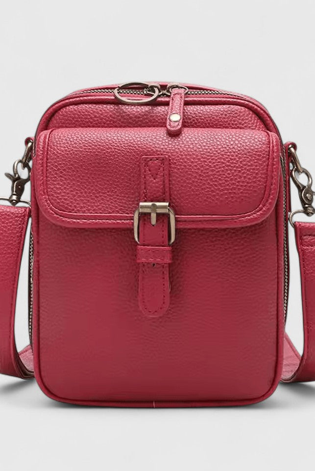 Lumina Wear Seraphina elegant compact crossbody handbag with adjustable strap in brown, stylish and versatile for everyday use.