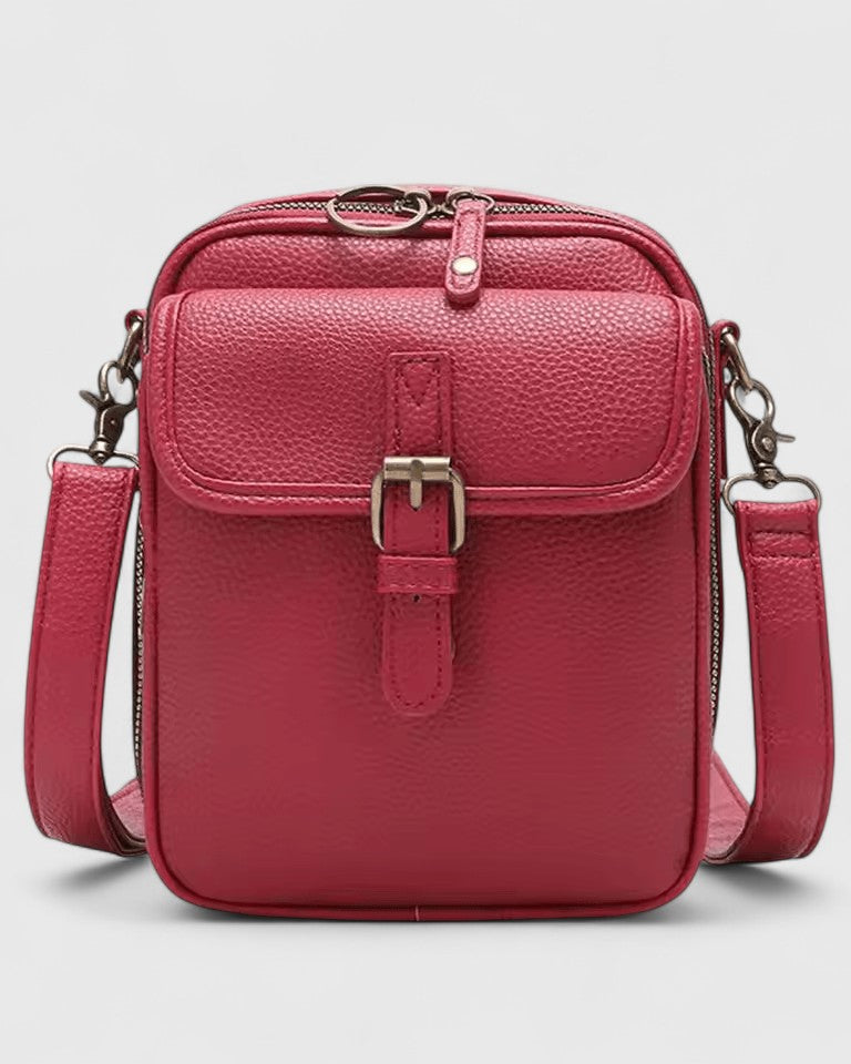Lumina Wear Seraphina elegant brown compact crossbody handbag with adjustable strap, stylish and versatile for everyday use.