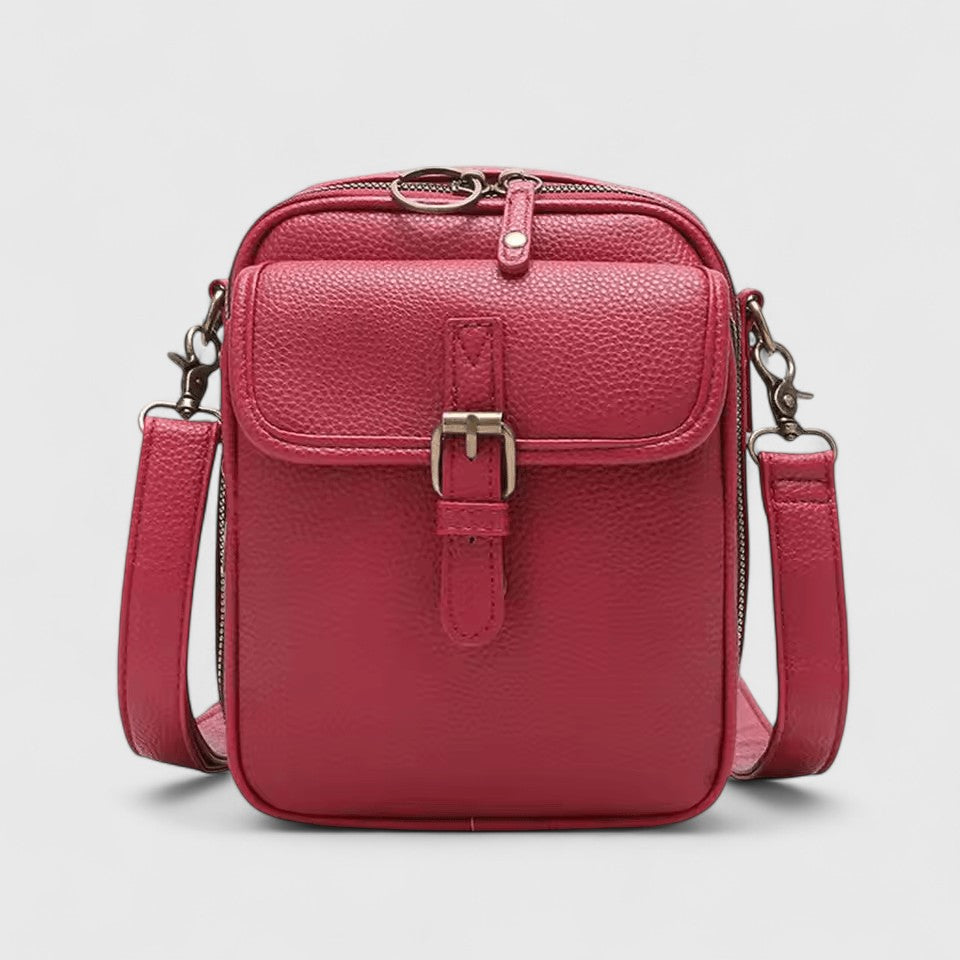 Lumina Wear Seraphina elegant compact crossbody handbag with adjustable strap in brown, stylish and versatile for everyday use.