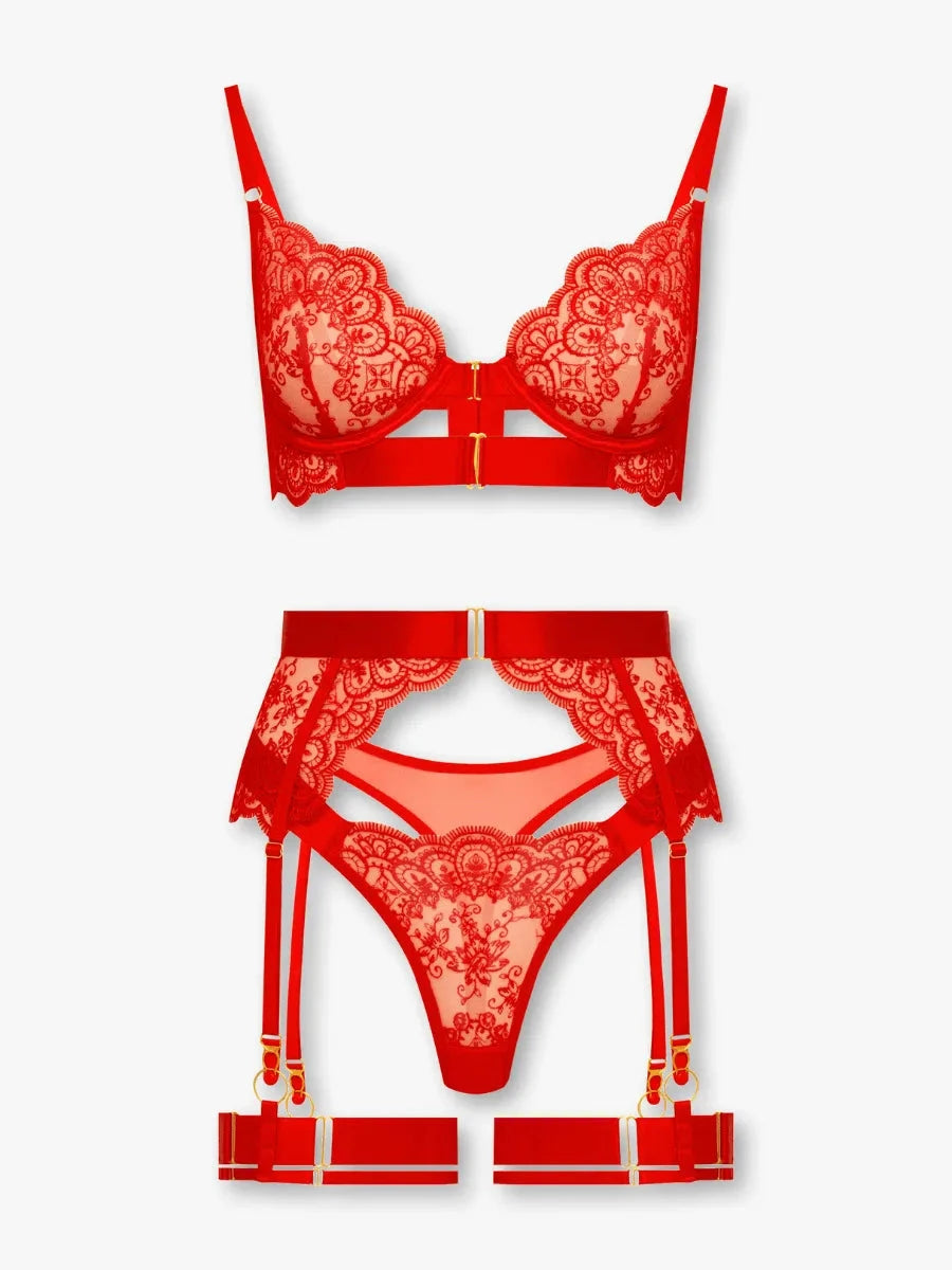 Seraphina lingerie set by Lumina Vancouver featuring a delicate lace bra and matching panties in soft pastel colors.