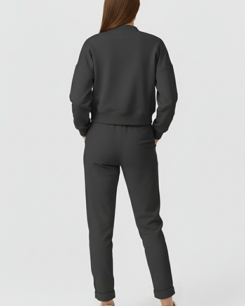 Lumina Wear Serena casual gray hoodie and sweatpants set with modern design, comfortable activewear for everyday wear