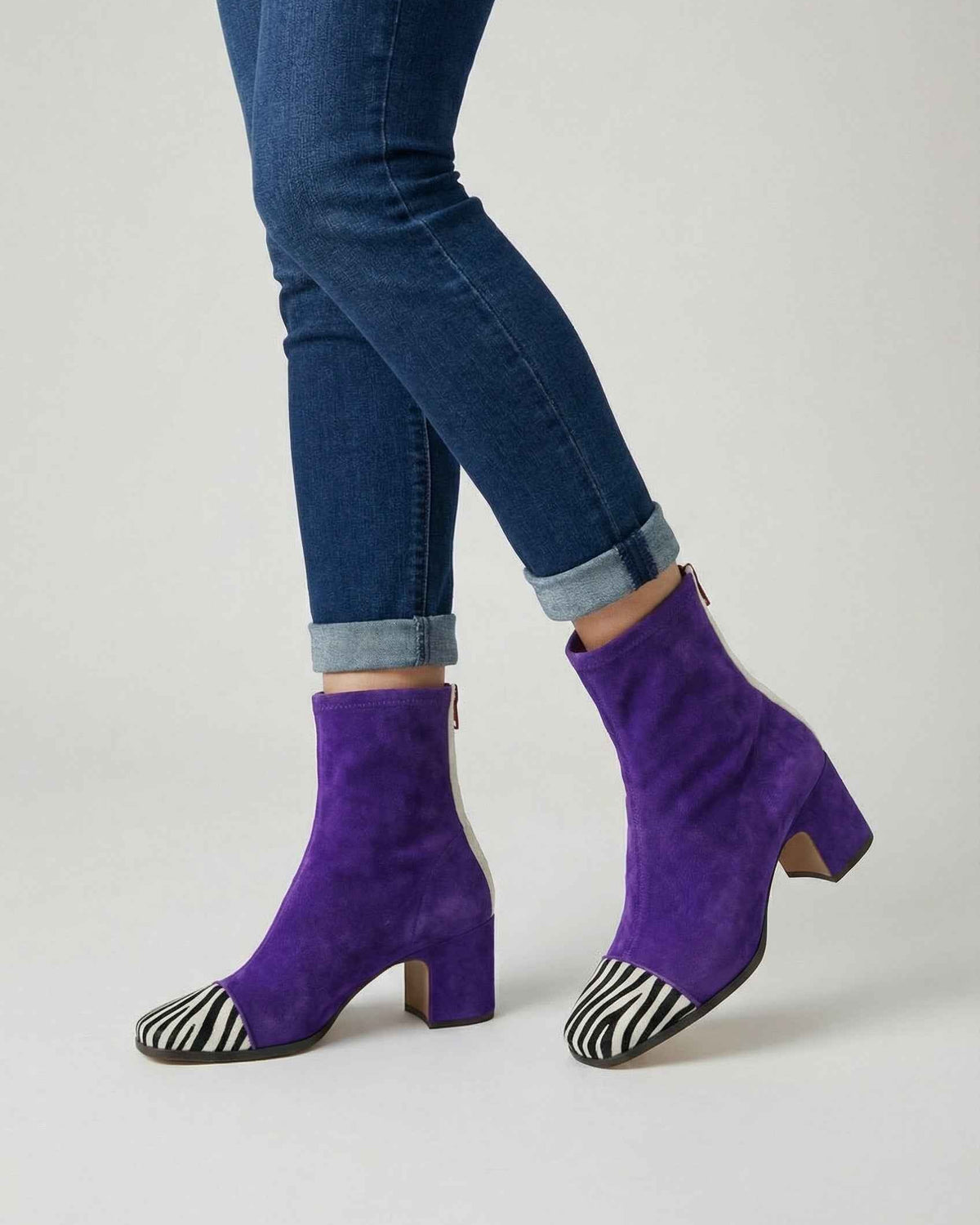Serena Lumina purple retro mid-calf boots for women with sturdy sole, stylish design and comfortable fit.
