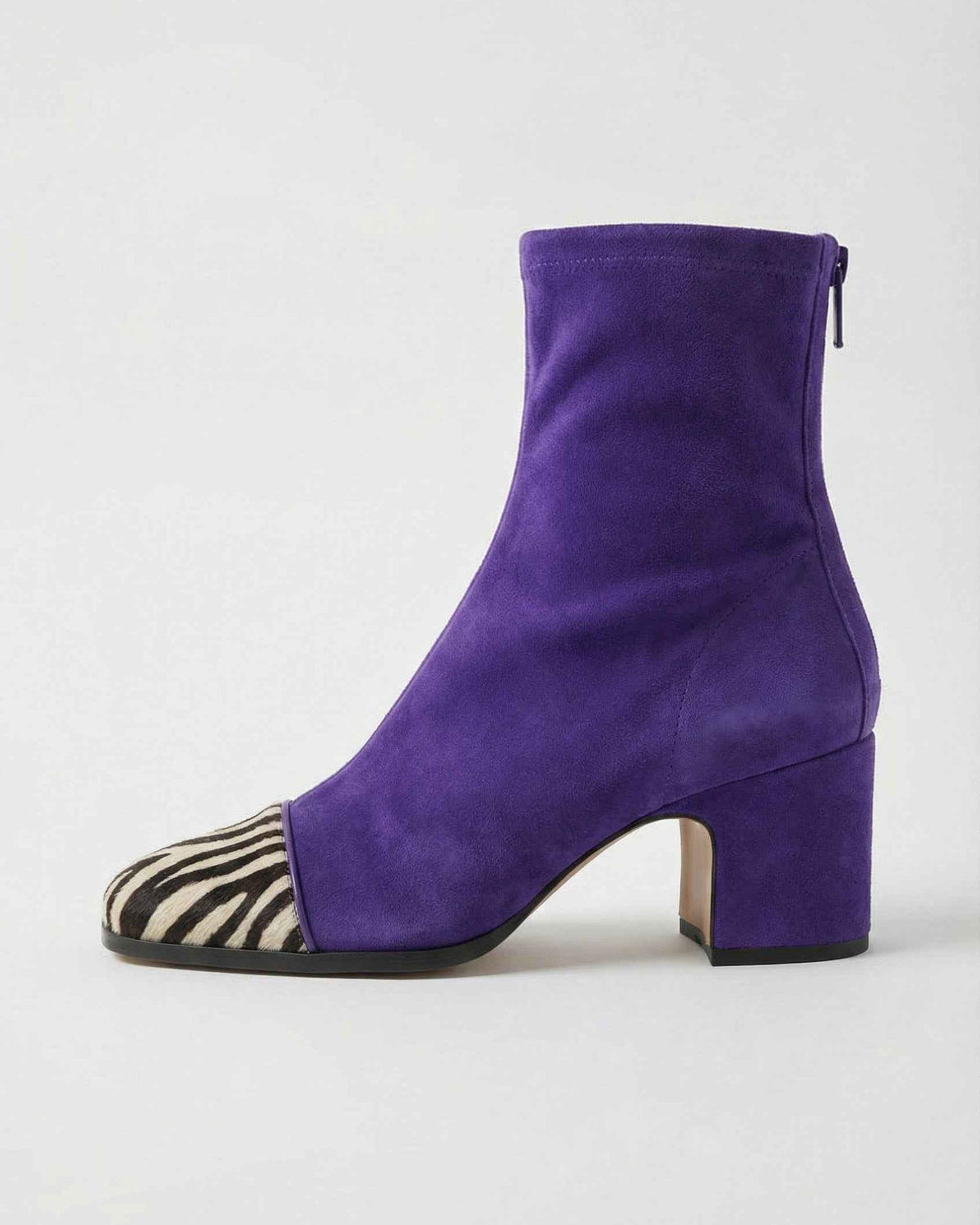Serena Lumina women's purple retro mid-calf boots with sturdy sole, stylish design, and comfortable fit for fashionable wear.
