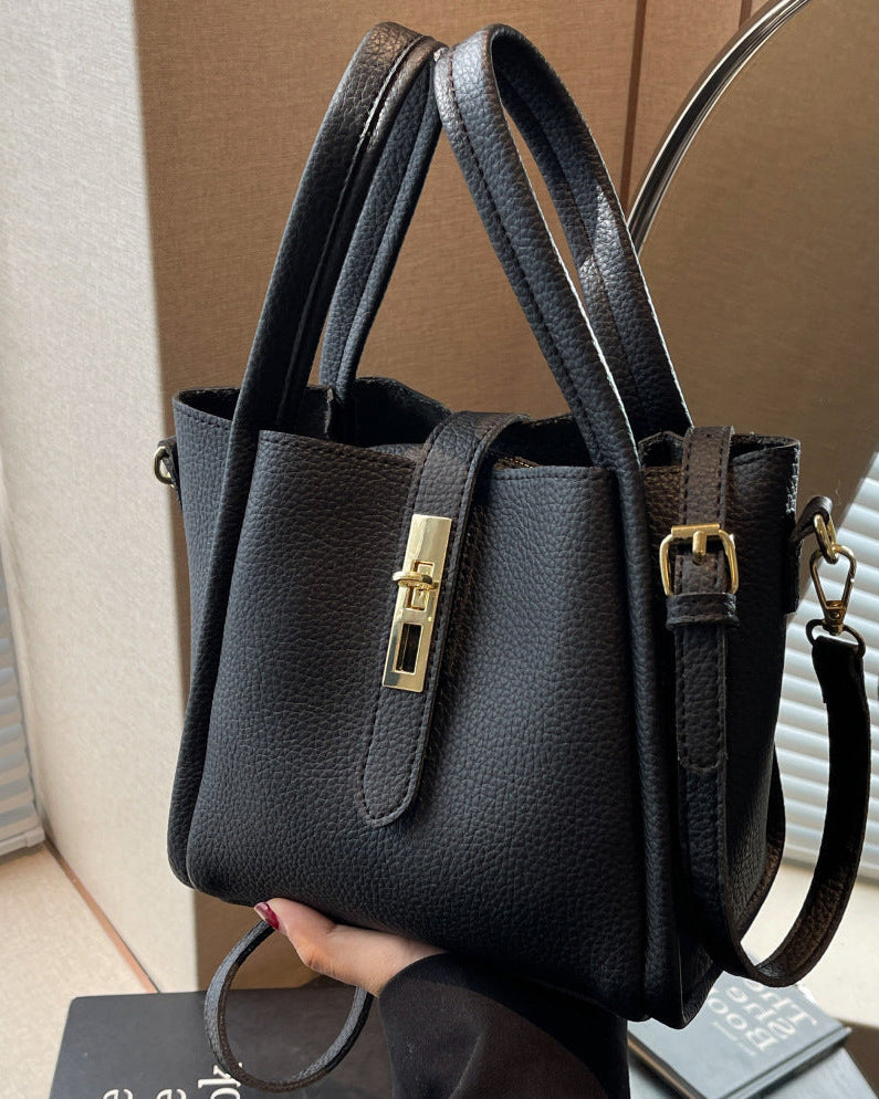 Lumina Wear Serena chic retro crossbody handbag in coffee brown with versatile design and stylish details.