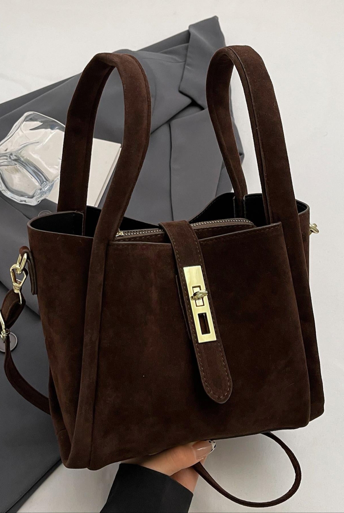 Lumina Wear Serena chic retro crossbody handbag in coffee brown with versatile design and stylish look.