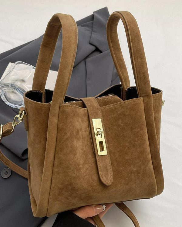 Coffee brown Serena Lumina Wear crossbody handbag featuring a chic retro design with versatile style.