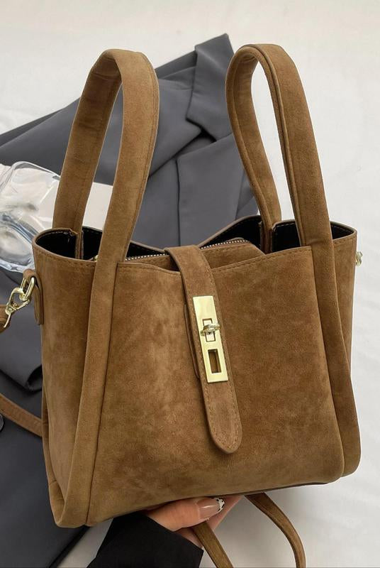 Coffee brown Serena Lumina crossbody handbag with retro design and versatile style, featuring a chic and functional look.