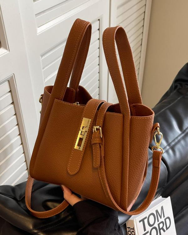 Lumina Wear Serena chic retro crossbody handbag in coffee brown with versatile design and stylish accents.