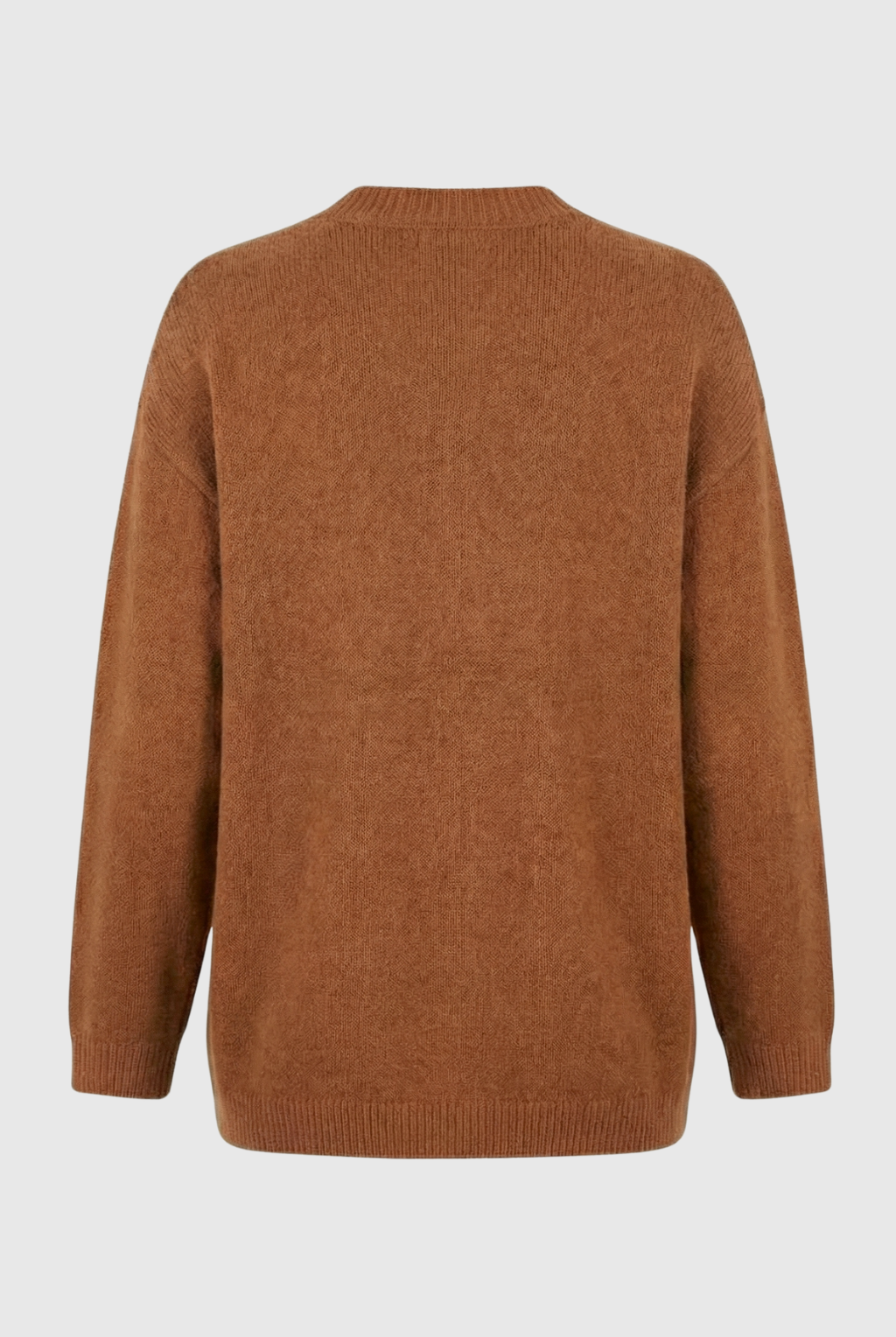 Women’s cozy brown knit cardigan by Lumina Wear, Serena with relaxed fit and soft texture, perfect for casual layered looks.
