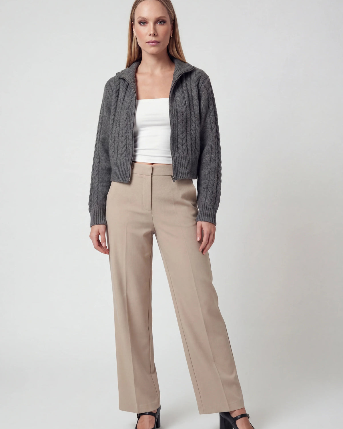 Dark gray Serena long cardigan sweater by Lumina Wear featuring a cozy, relaxed fit for women.
