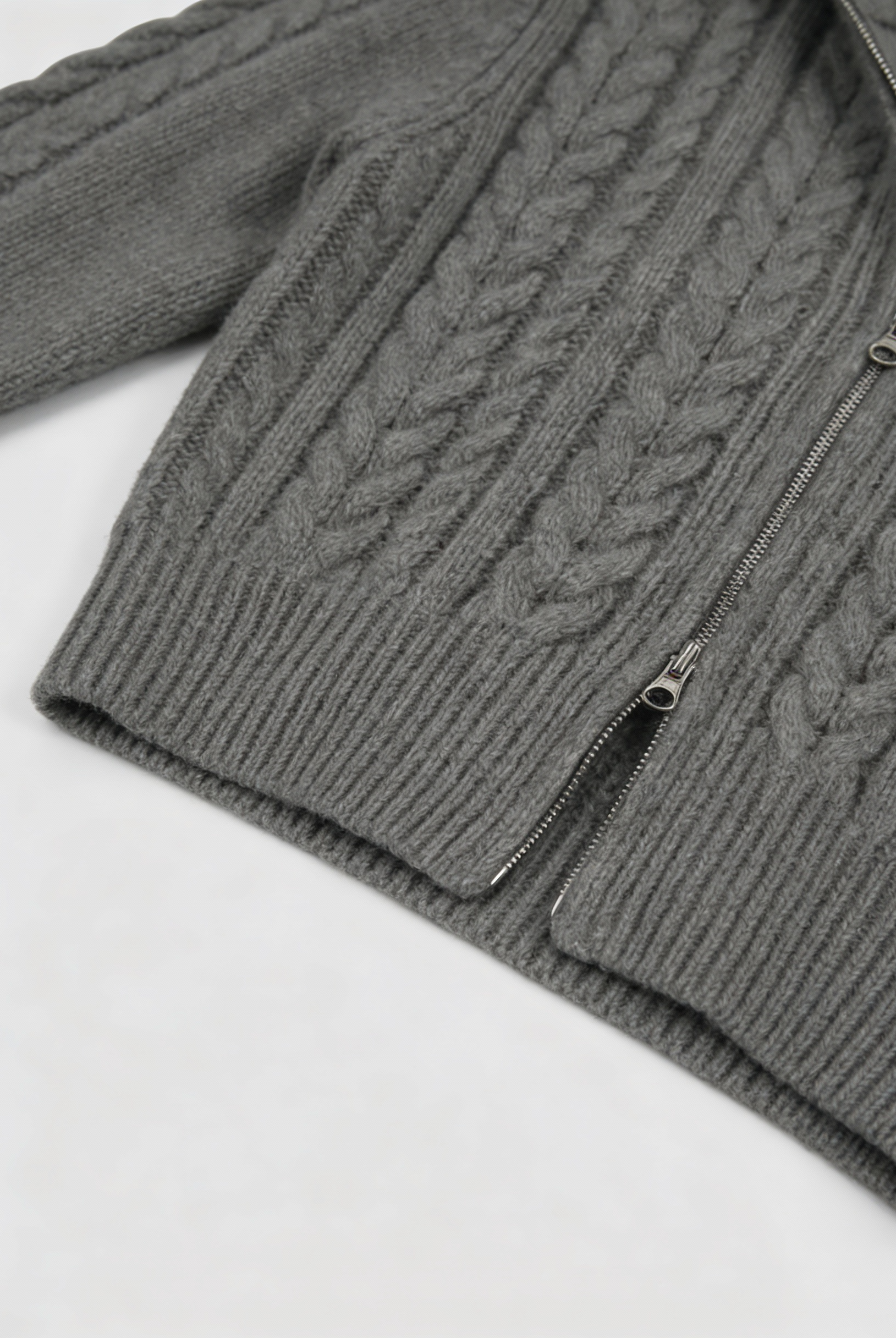 Dark gray long cardigan sweater for women by Lumina Wear, featuring a cozy, relaxed fit and soft knit fabric.