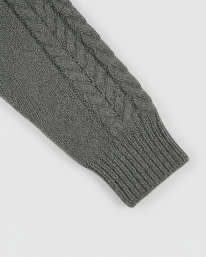 Dark gray long cardigan sweater by Lumina Wear, relaxed fit, cozy and comfortable women’s sweater with soft knit fabric.