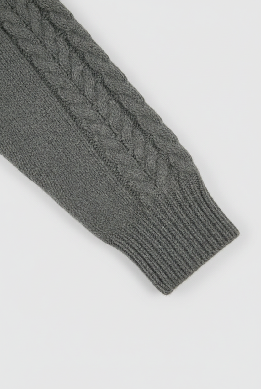 Dark gray Serena women's long cardigan sweater by Lumina Wear, featuring a cozy, relaxed fit and soft knit fabric.
