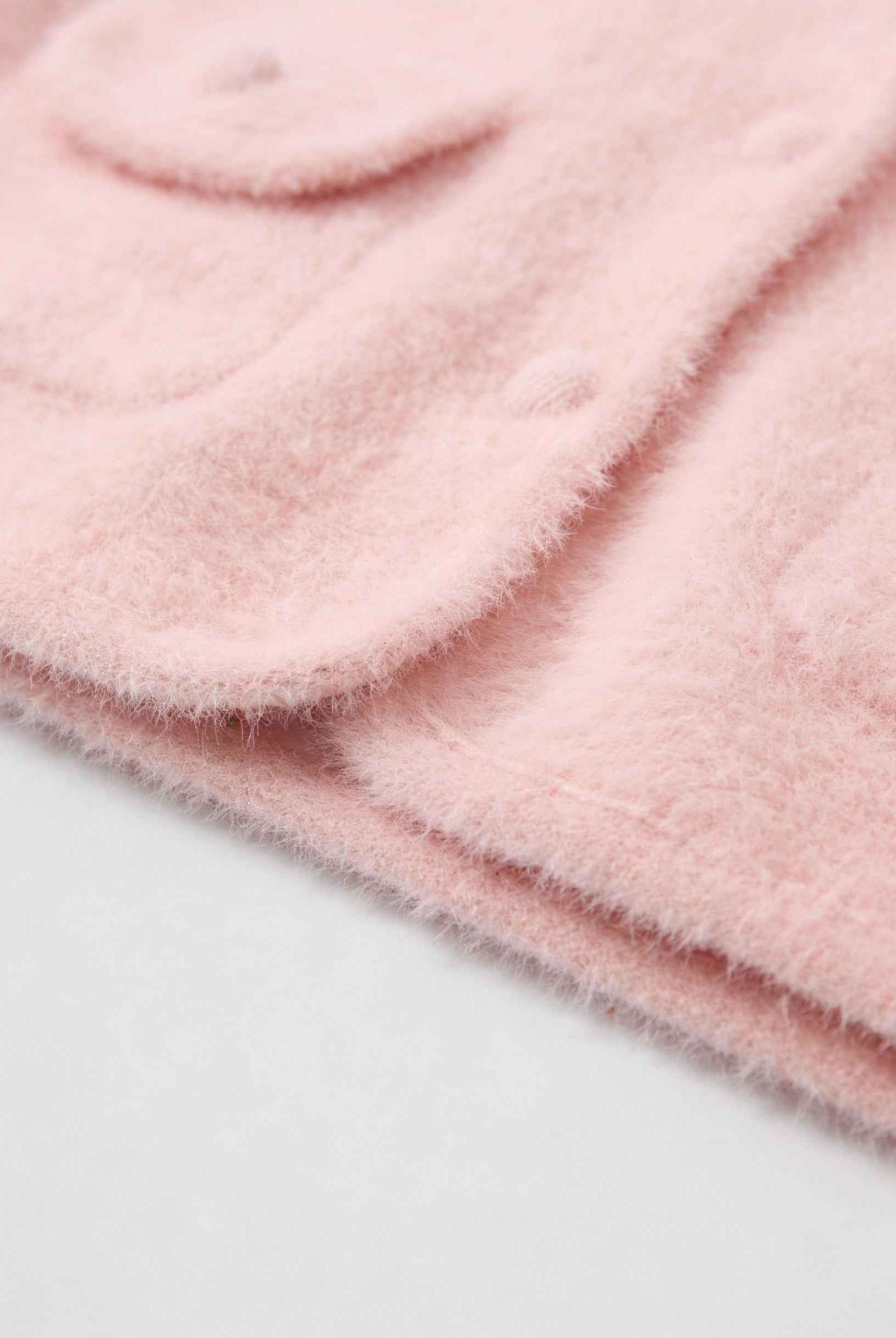 Pink long cardigan sweater with open front from Lumina Wear, featuring a cozy, relaxed fit and soft knit fabric.