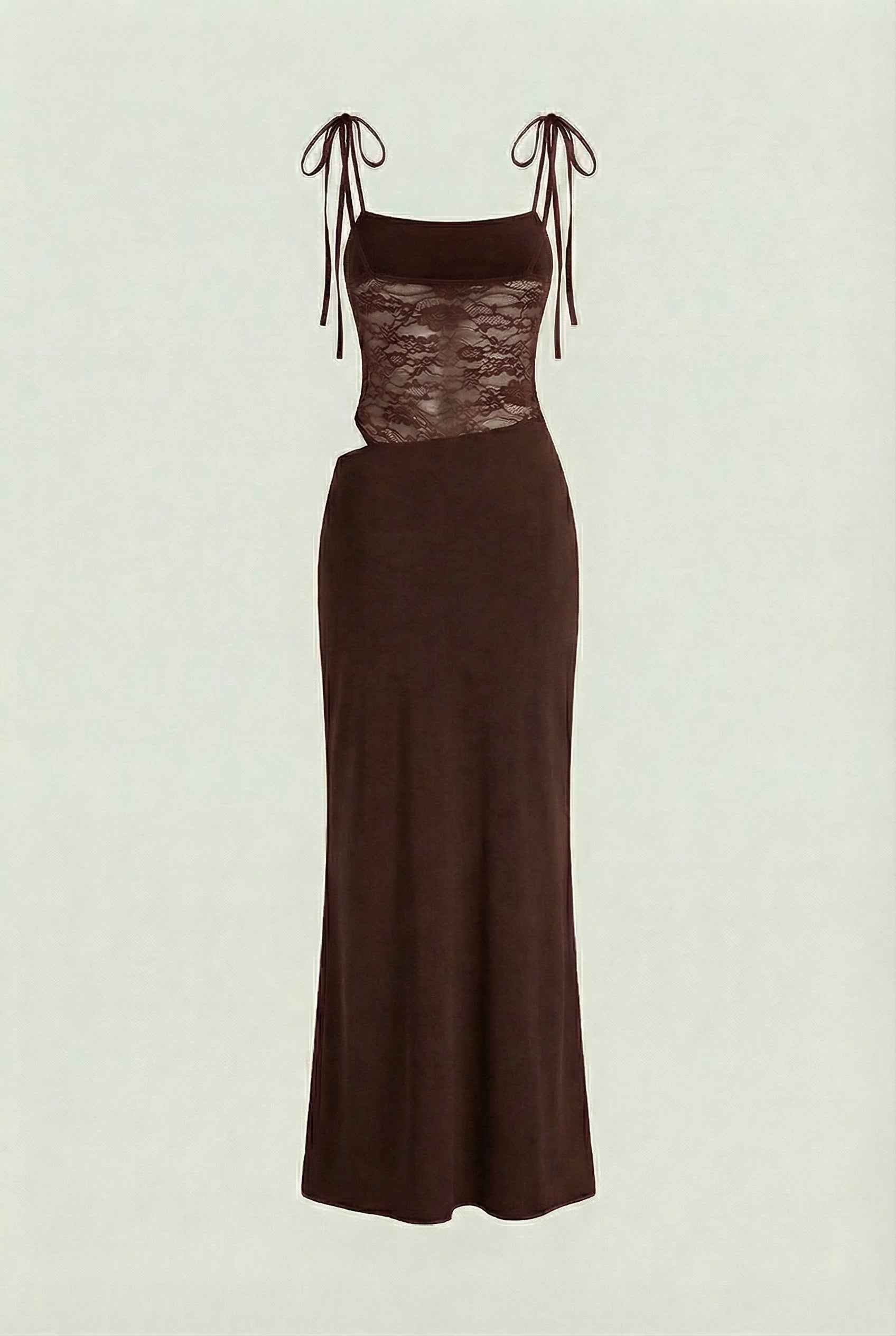 Elegant chocolate bodycon maxi dress by Lumina Wear, showcasing a flattering silhouette and casual style.