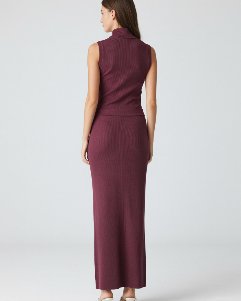 Lumina Wear Serena elegant knit skirt and top set with flattering silhouette, stylish two-piece outfit for a chic look.