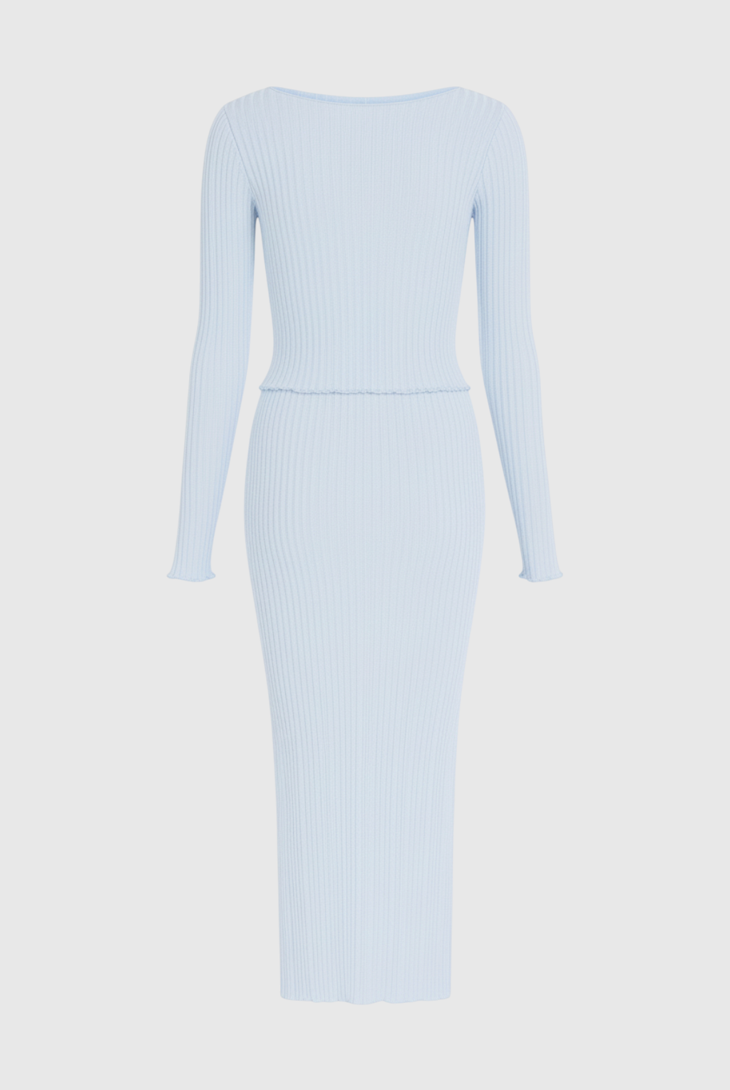 Elegant light blue maxi skirt set by Lumina Wear featuring a sophisticated fit, perfect for stylish daytime or evening wear.