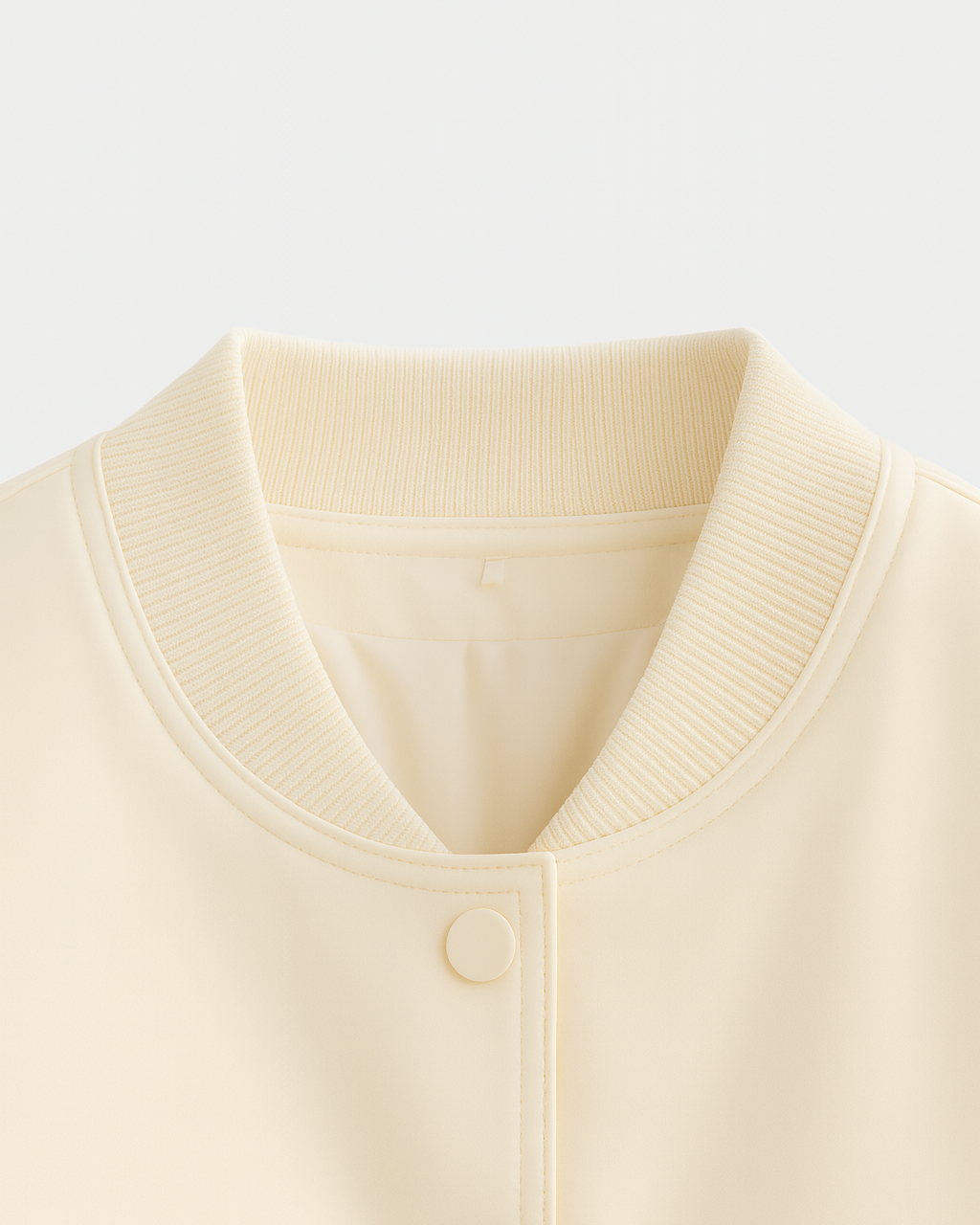 Serena Lumina Wear milk white bomber jacket with elegant, timeless design, featuring a sleek fit and minimalist style.