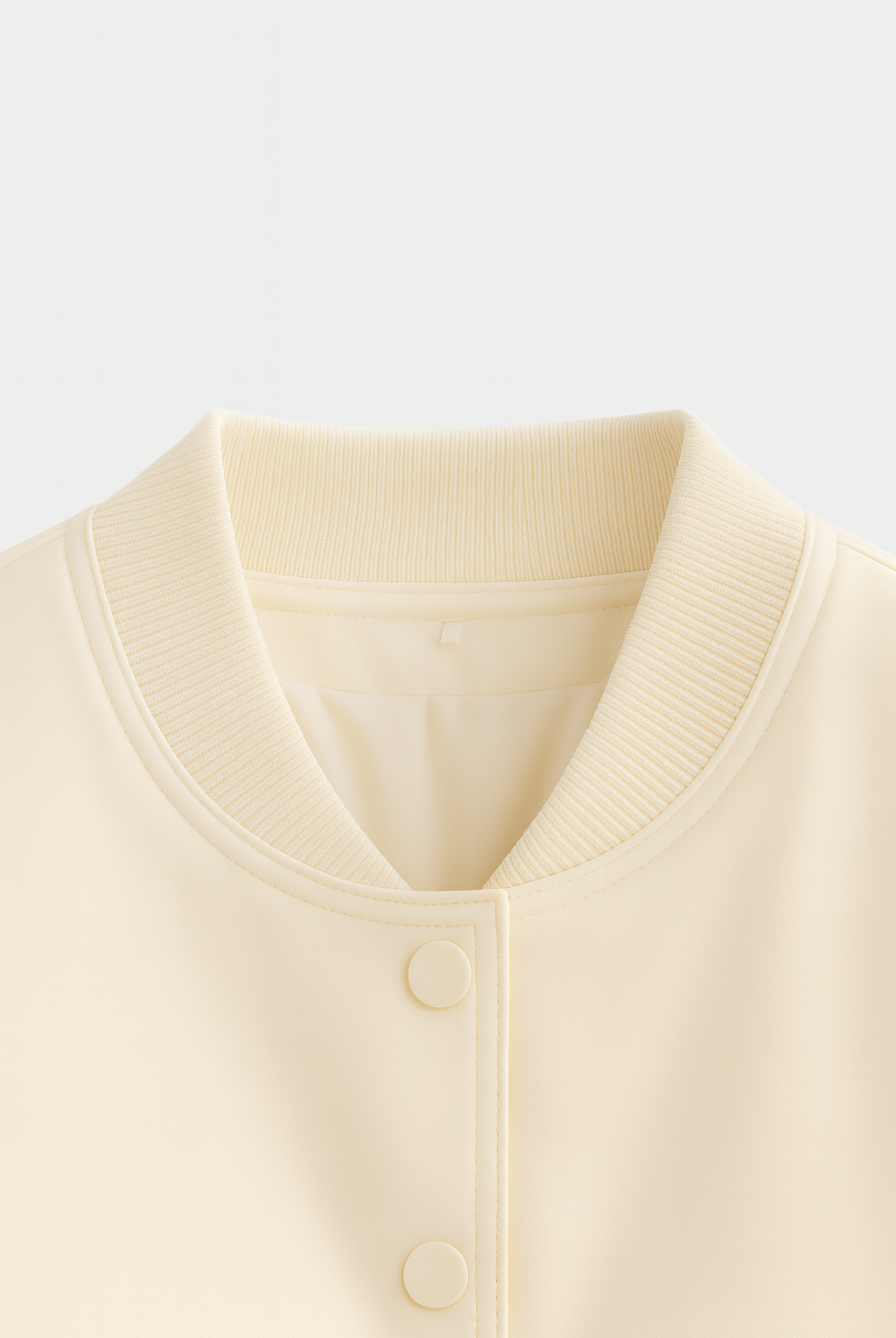Serena Lumina Wear milk white bomber jacket with elegant, timeless design, featuring a sleek, minimalist style and soft fabric.