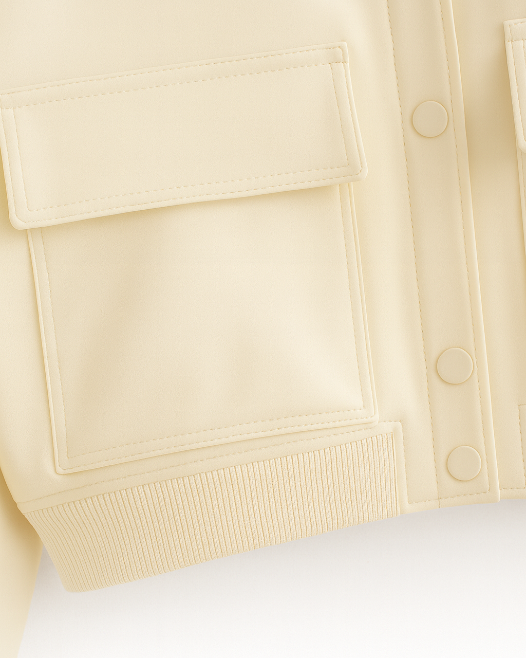 Serena Lumina Wear milk white bomber jacket with elegant, timeless design, featuring a sleek fit and classic style.
