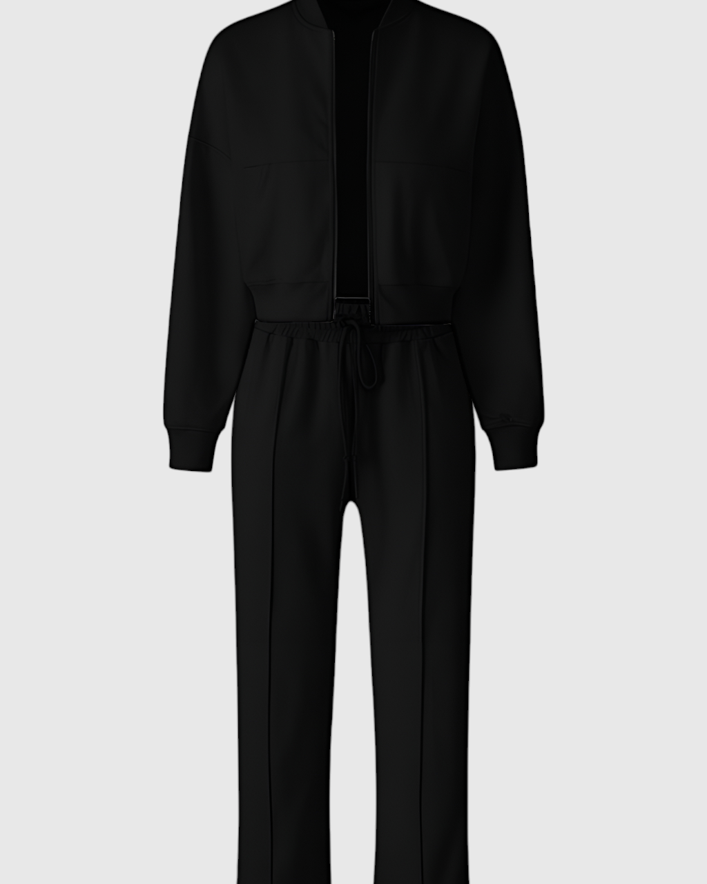 Lumina Wear Serena high-waist loose-fit two-piece pants set in black, casual modern style with activewear feel.