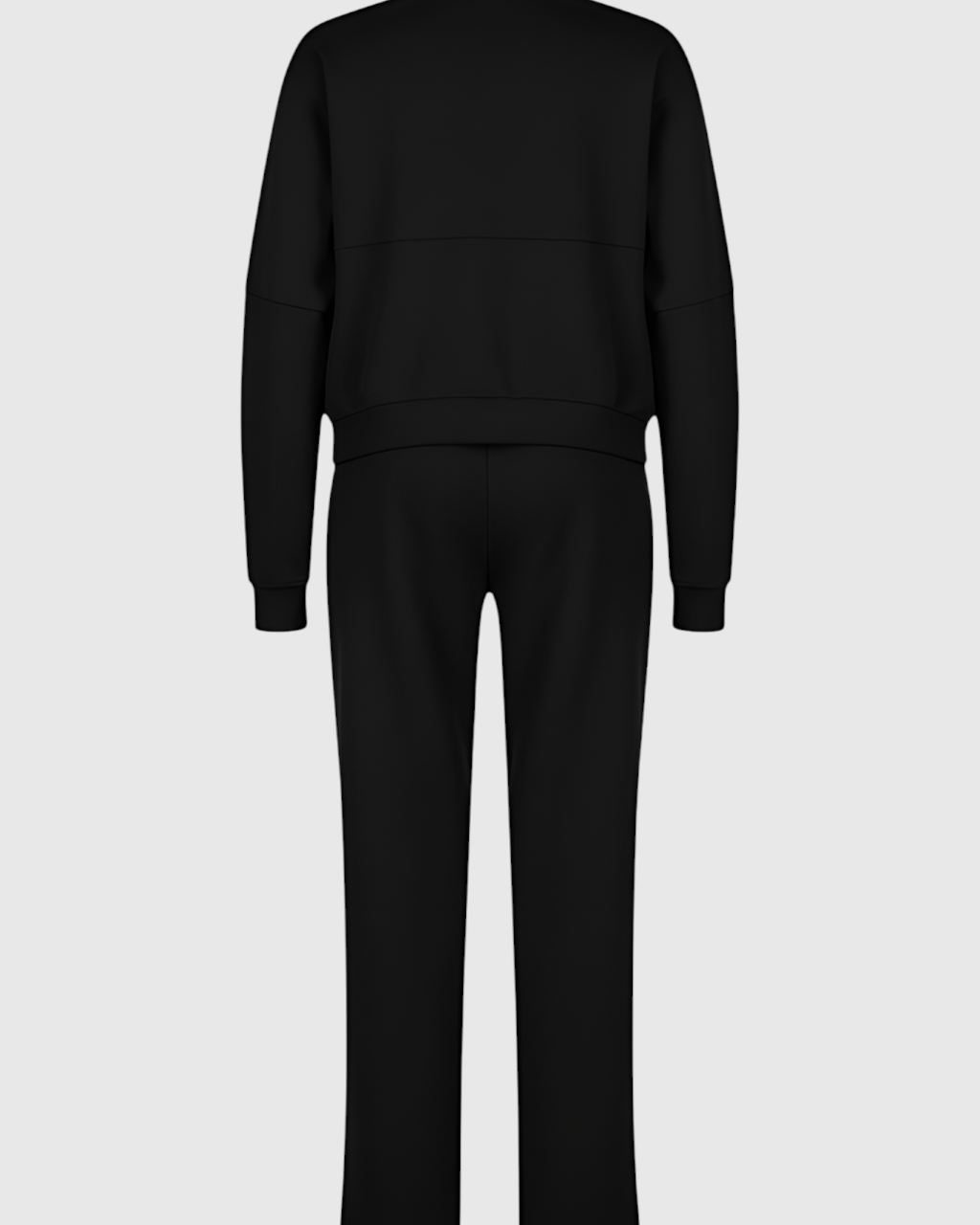 Black Serena Lumina Wear modern high-waist loose-fit two-piece pants set, casual style, with a relaxed fit and stylish design.