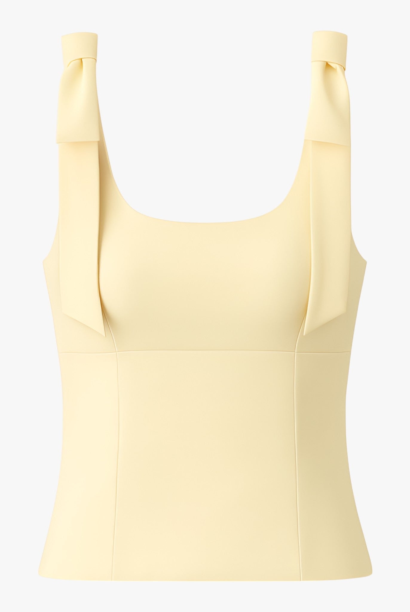 Yellow slim fit tank top with bow detail from Lumina Wear, featuring playful style and camisole design.