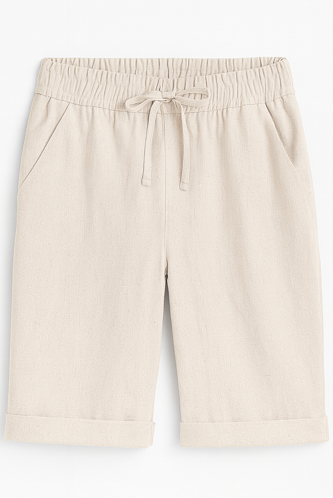 Serena Lumina black relaxed Capri trousers with drawstring waist, casual fit, and comfortable fabric for everyday wear.