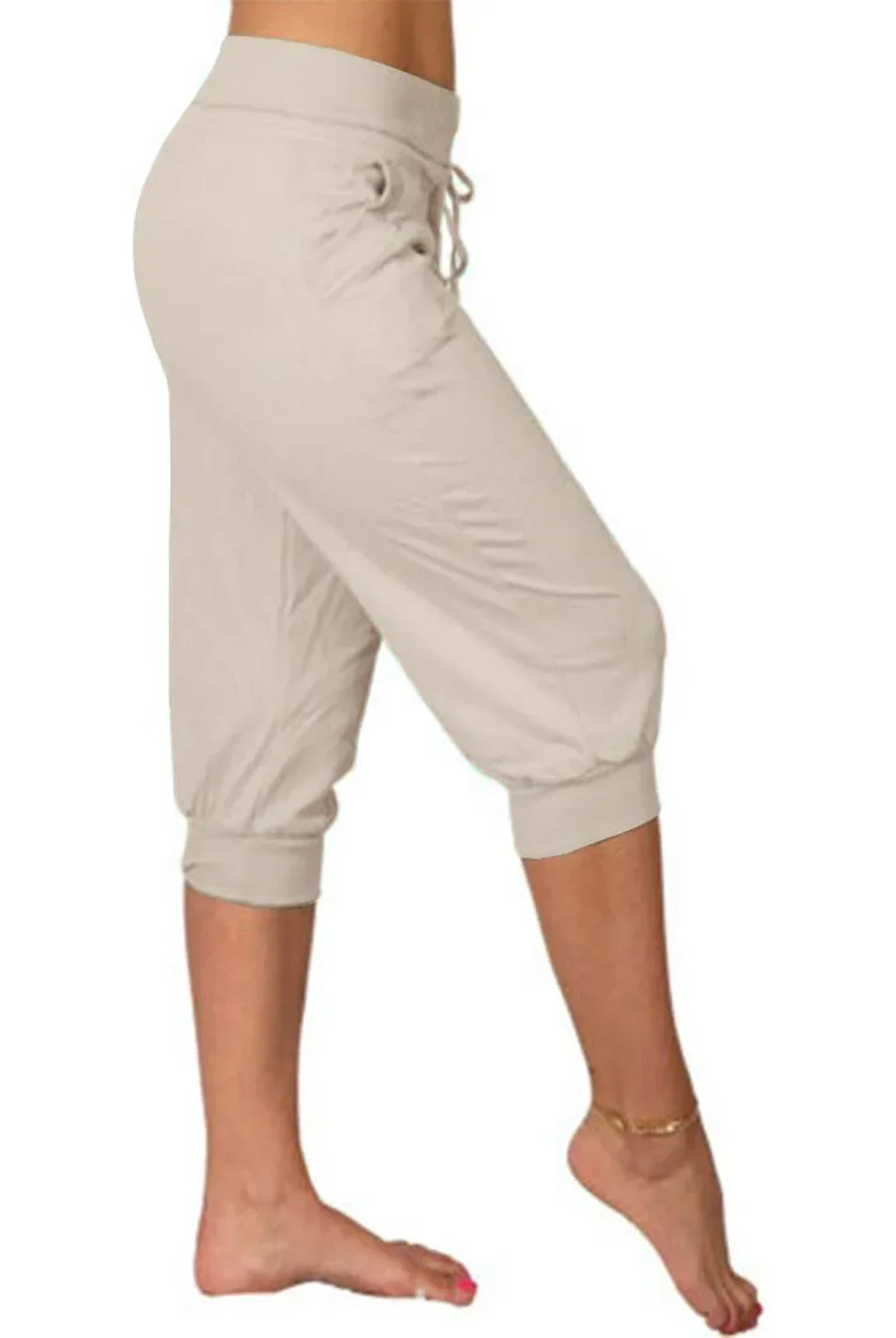 Lumina Wear Serena grey Capri trousers with elastic waistband, casual and stylish for comfortable everyday wear.