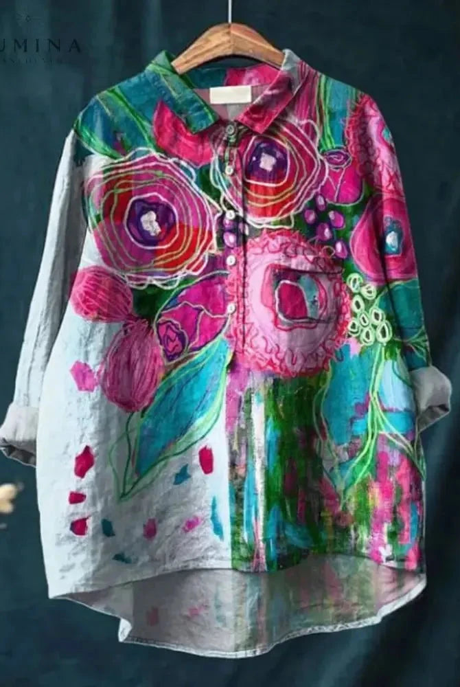 Multicolor Serenity Hippie Art T-Shirt by Lumina Wear featuring vibrant bohemian design and relaxed fit.