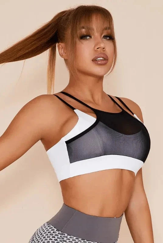 White mesh back bra by Lumina Wear featuring a sexy, stylish design with intricate back detailing.