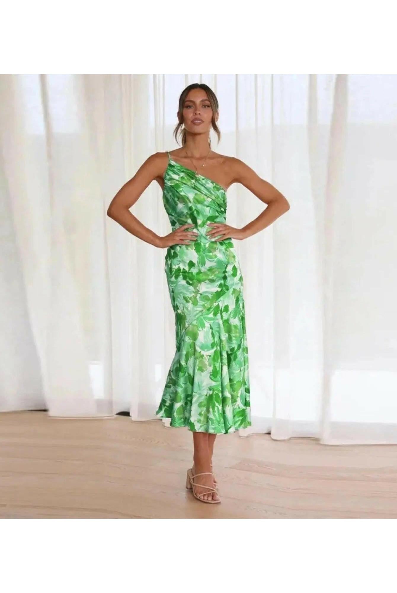 Sienna Tiphaine floral-patterned dress from Lumina Wear, featuring vibrant orange fabric and a stylish, feminine silhouette.