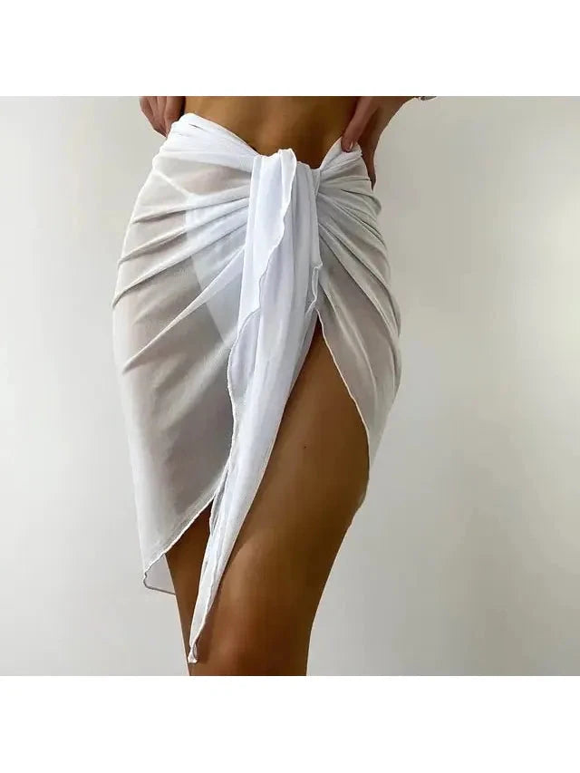 Black summer cover-up skirt by Lumina Vancouver, lightweight and flowy fabric perfect for beach or poolside wear.