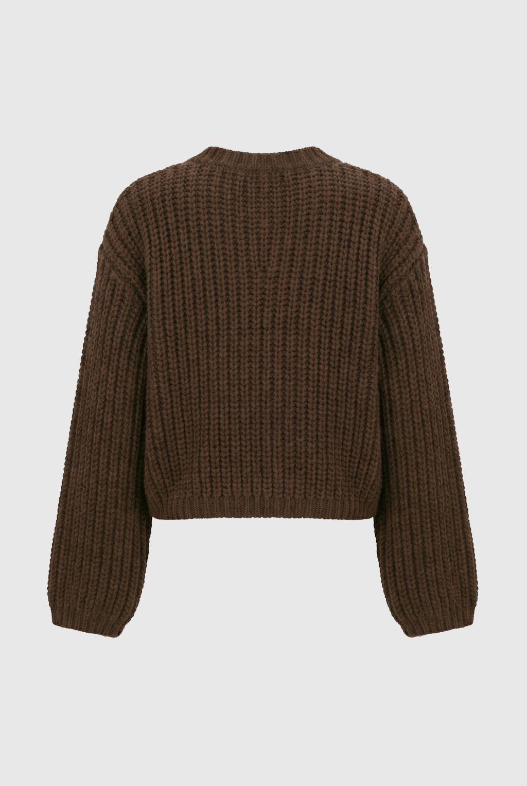 Sophia Lumina Wear cozy brown knit cardigan with relaxed fit, long sleeves, and open front for comfortable casual style.