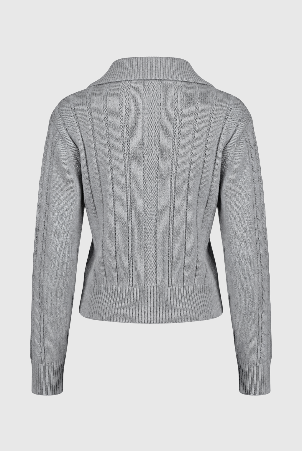 Lumina Wear Sophia cozy gray long cardigan sweater with relaxed fit, soft knit and stylish design, perfect for casual wear.