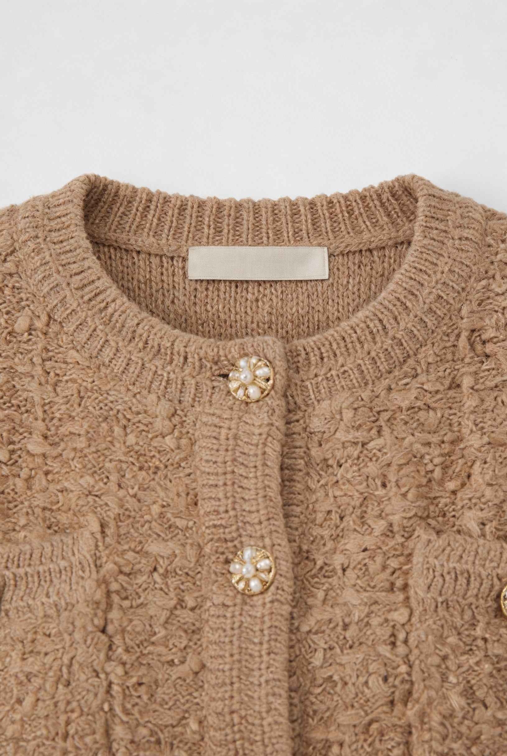 Sophia Lumina women's khaki knit cardigan with open front, cozy and stylish for casual wear.